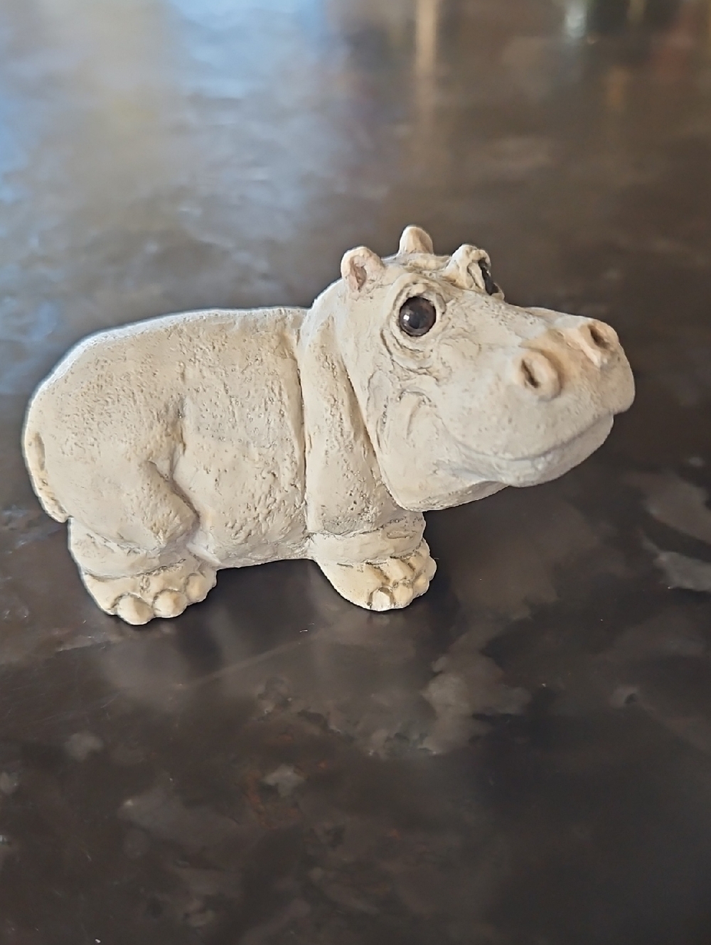 Vintage Miller Stone Critters Hippo Figurine Signed 1980s House Hippo 1985